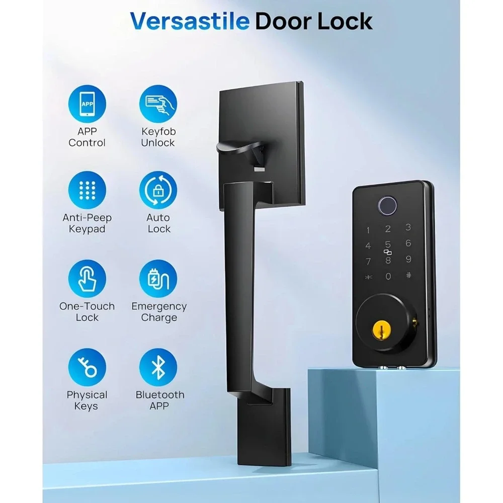 WiFi Smart Keyless Fingerprint Entry Door Lock Handle Set APP‎
